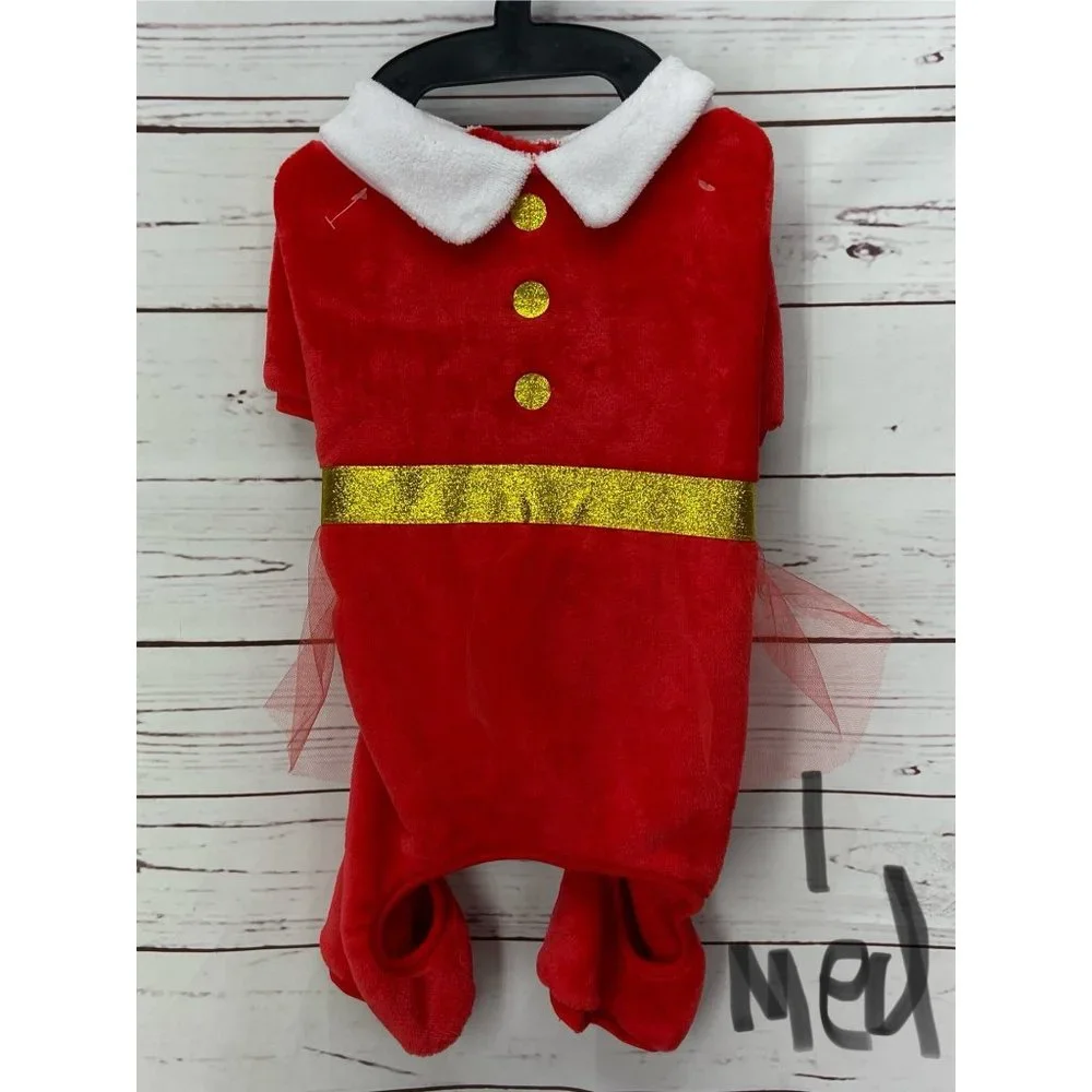 Silverpooch Pet Apparel Christmas Dog Pajamas Pjs Clothes Red‎ Size Medium